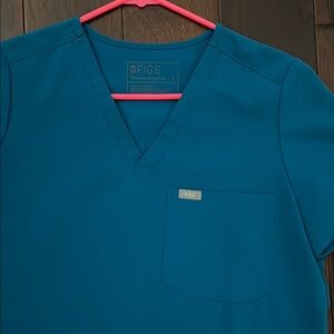 Figs Blue V-Neck Medical Scrub Shirt